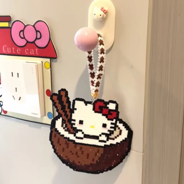 Coconut Kitty Bubble Tea Perler Bead Bag Charm