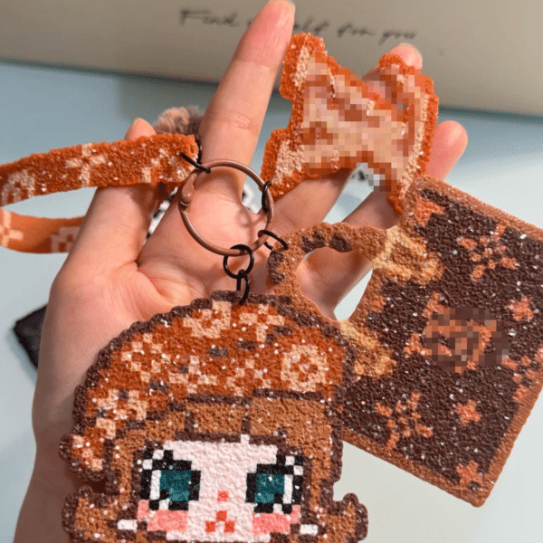 Jasmine Girl Perler Bead Keychain Charm Set — Handmade