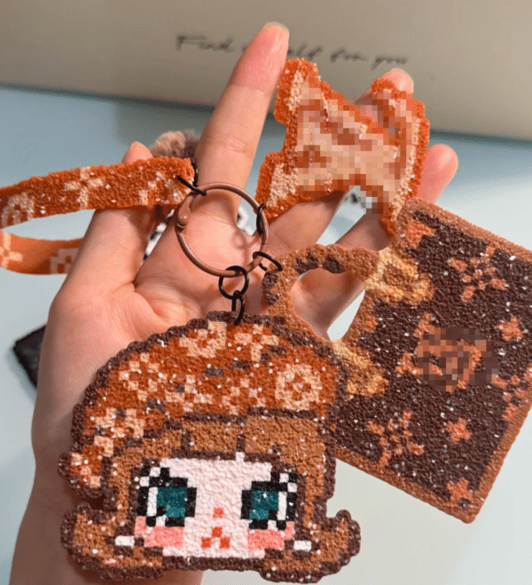 Jasmine Girl Perler Bead Keychain Charm Set — Handmade