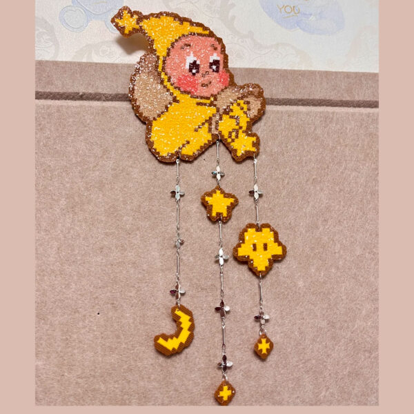 Star Sprite Perler Bead Wind Chime — Handmade Door & Wall Hanging Charm